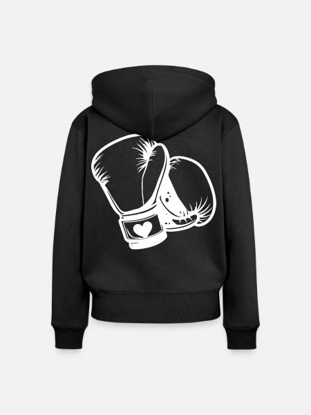 Boxhandschuhe Skizze - Frauen Premium Bio Zip Hoodie - Schwarz