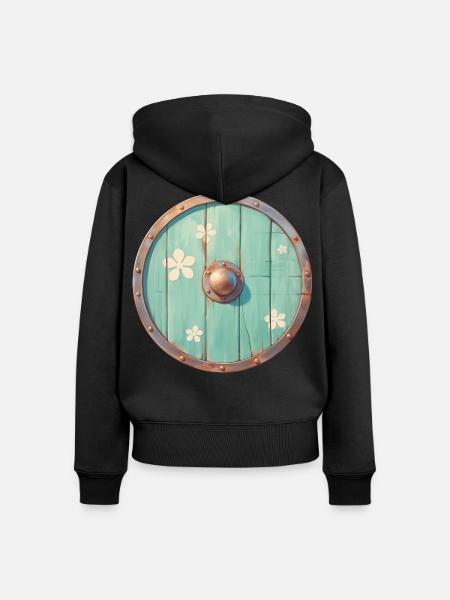 Wikinger-Schild - Frauen Premium Bio Zip Hoodie - Schwarz