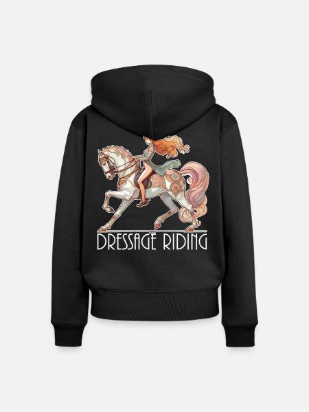 Dressurreiten Reiten Pferd edel dynamisch Geschenk - Frauen Premium Bio Zip Hoodie - Schwarz