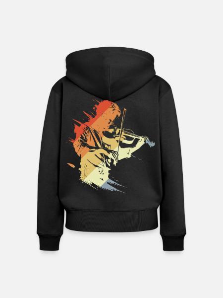 Violinist Retro Look - Frauen Premium Bio Zip Hoodie - Schwarz