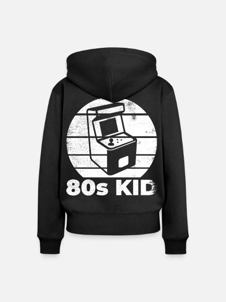 80s Kid Gamer - Frauen Premium Bio Zip Hoodie - Schwarz