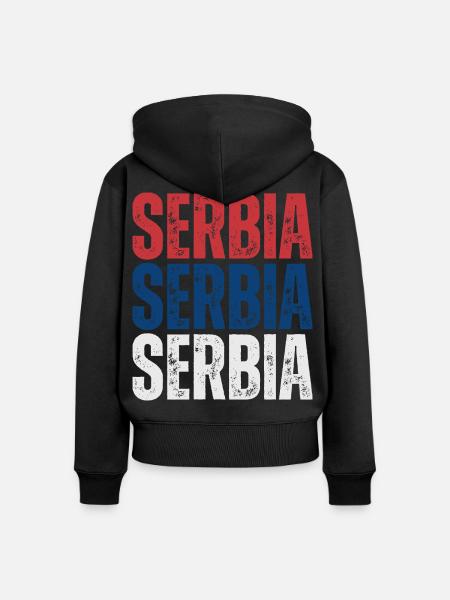 Serbischer Stolz, Flagge Serbiens - Frauen Premium Bio Zip Hoodie - Schwarz
