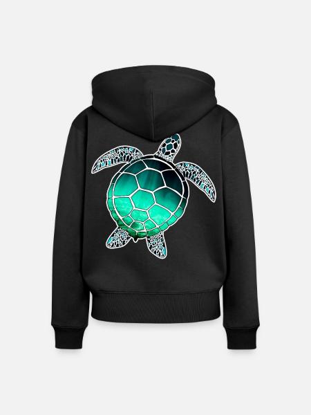 Meeresschildkröte - Frauen Premium Bio Zip Hoodie - Schwarz