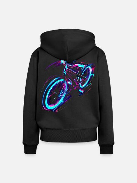 Fahrrad Vaporwave - Frauen Premium Bio Zip Hoodie - Schwarz