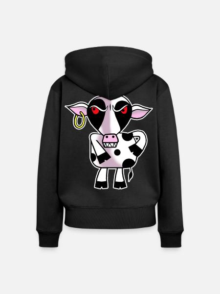 Wütende Kuh - Frauen Premium Bio Zip Hoodie - Schwarz