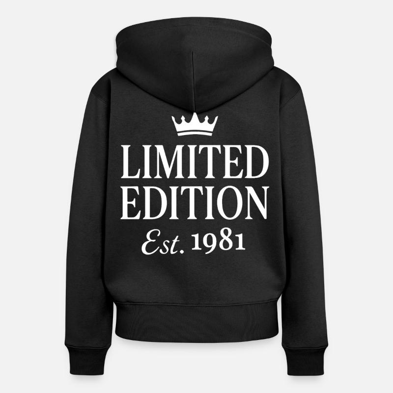 Édition limitée Est 1981 - Sweat à capuche zippé Premium bio Femme - noir