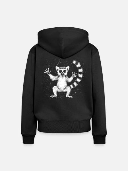 Lemur - Frauen Premium Bio Zip Hoodie - Schwarz