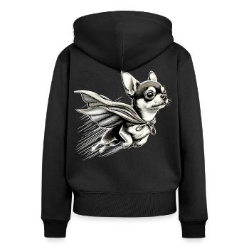 Super Hund Chihuahua Held Cape Chi Chis Geschenk - Frauen Premium Bio Zip Hoodie - Schwarz - Hinten - Julia (174cm)