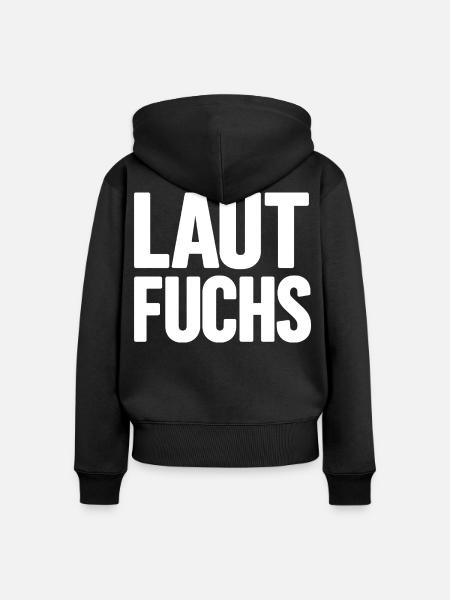 LAUTFUCHS - Frauen Premium Bio Zip Hoodie - Schwarz