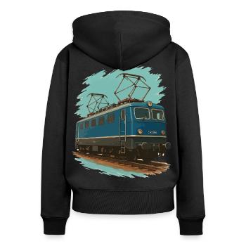 Électricité sur acier – E-Lok Power - Sweat à capuche zippé Premium bio Femme - noir - Dos - Julia (174cm)