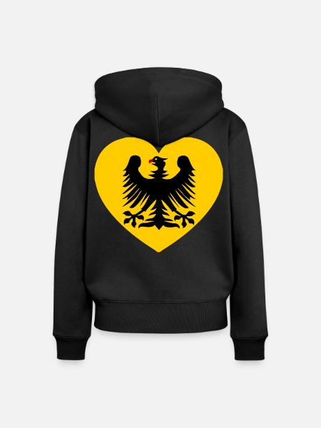 Heraldisches Adler-Emblem im Herzen - Frauen Premium Bio Zip Hoodie - Schwarz