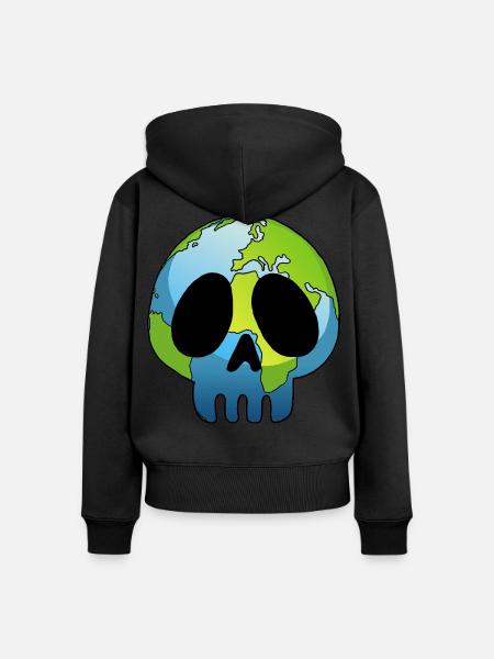 Schädel des Planeten Erde - Frauen Premium Bio Zip Hoodie - Schwarz