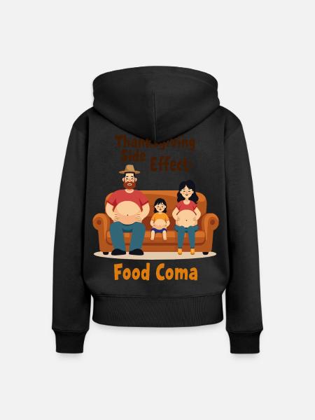 Thanksgiving Food Coma - Frauen Premium Bio Zip Hoodie - Schwarz