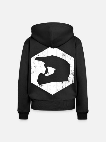 Motocross Helm - Frauen Premium Bio Zip Hoodie - Schwarz