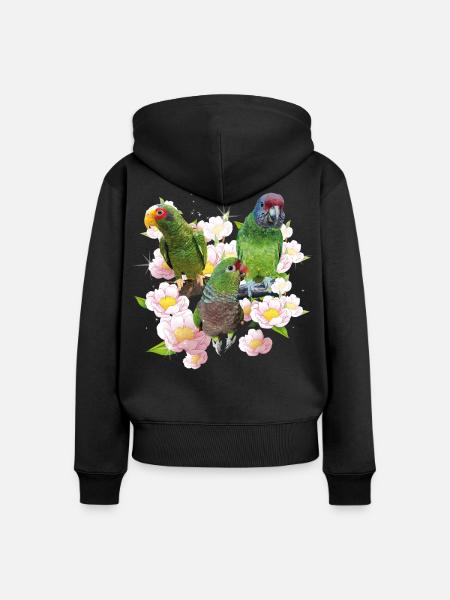 Papageien - Frauen Premium Bio Zip Hoodie - Schwarz