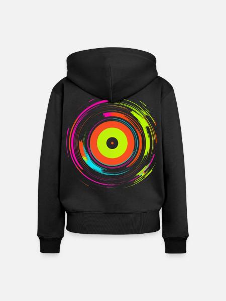 Schallplatte Retrowave - Frauen Premium Bio Zip Hoodie - Schwarz
