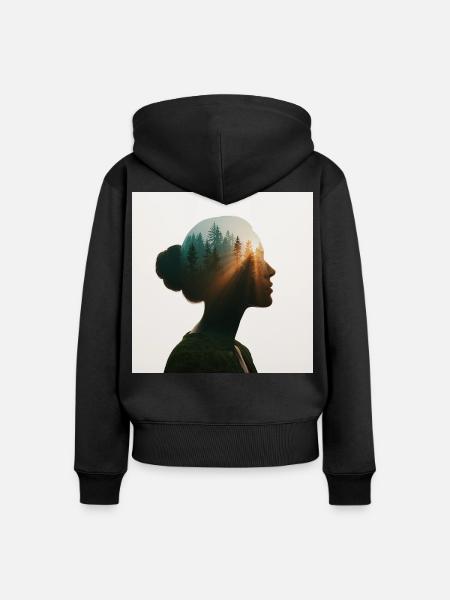 Waldseele - Frauen Premium Bio Zip Hoodie - Schwarz
