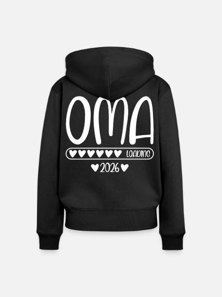 Oma 2026 loading - Frauen Premium Bio Zip Hoodie - Schwarz
