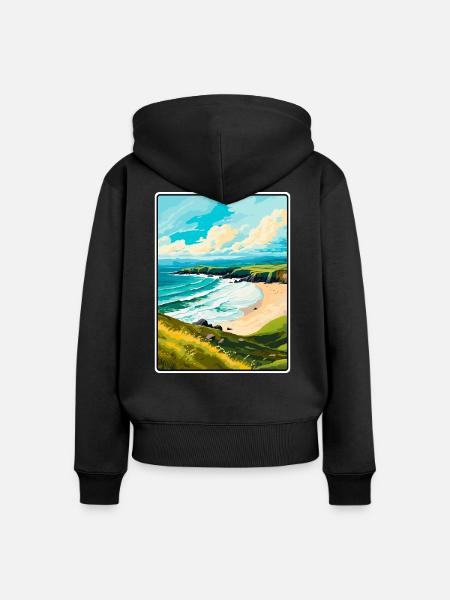 Dingle-Halbinsel Irland Reiseplakat Stadtbild - Frauen Premium Bio Zip Hoodie - Schwarz