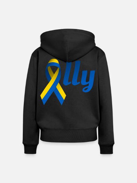 Ukraine Ally Schleife - Frauen Premium Bio Zip Hoodie - Schwarz