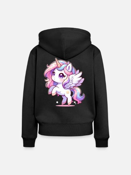 Magisches Einhorn - Frauen Premium Bio Zip Hoodie - Schwarz