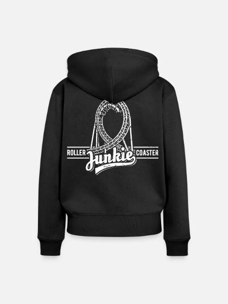 Rollercoaster Junkie - Achterbahn - Looping - Frauen Premium Bio Zip Hoodie - Schwarz