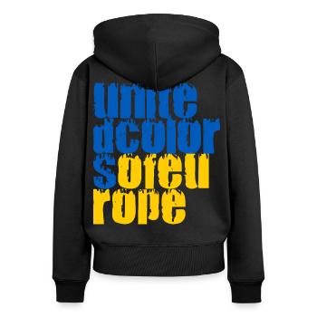 Couleurs unies de l’Europe - Sweat à capuche zippé Premium bio Femme - noir - Dos - Julia (174cm)