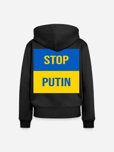 STOP PUTIN - Frauen Premium Bio Zip Hoodie - Schwarz