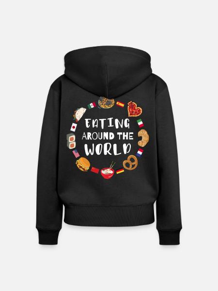 Essen rund um die Welt - Frauen Premium Bio Zip Hoodie - Schwarz