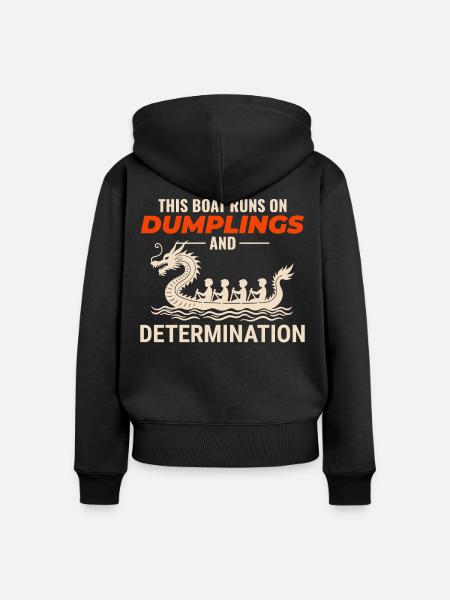 Knödel Und Entschlossenheit Drachenboot - Frauen Premium Bio Zip Hoodie - Schwarz