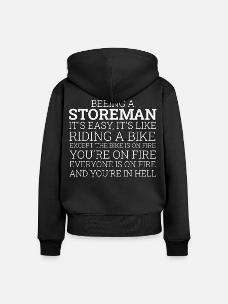 Storeman Riding A Bike - Frauen Premium Bio Zip Hoodie - Schwarz