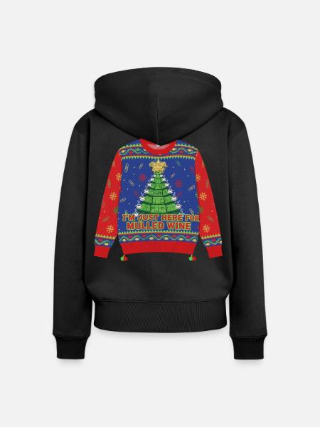 Hier wegen Glühwein - Frauen Premium Bio Zip Hoodie - Schwarz