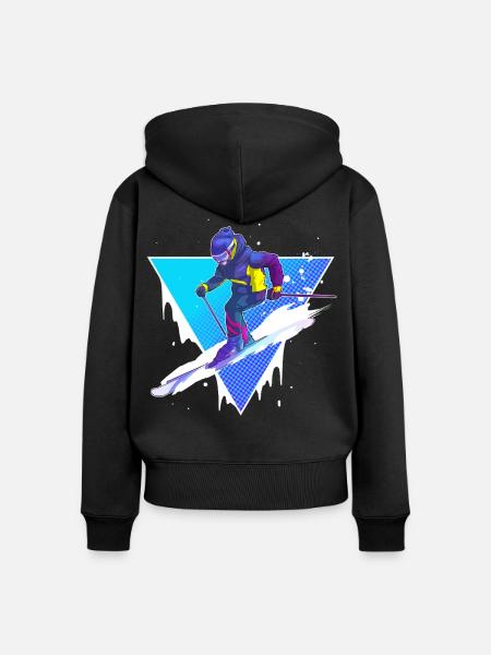 Ski - Frauen Premium Bio Zip Hoodie - Schwarz