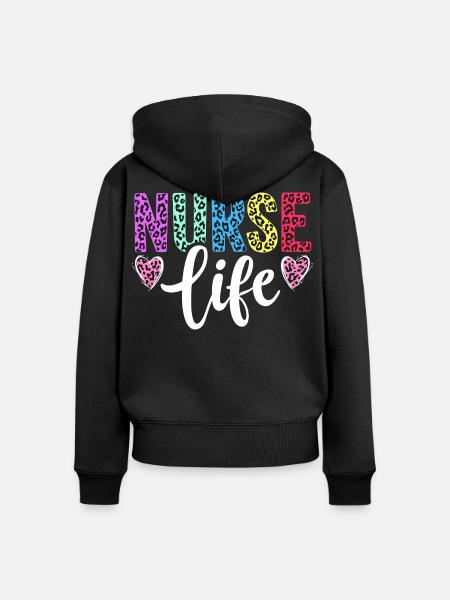 Krankenschwester, Nurse Life - Frauen Premium Bio Zip Hoodie - Schwarz