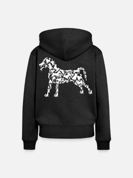 Hund Zeichnung - Frauen Premium Bio Zip Hoodie - Schwarz