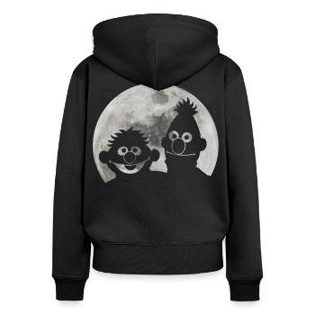 Sesamstraße Ernie & Bert Bei Mondschein - Frauen Premium Bio Zip Hoodie - Schwarz - Hinten - Julia (174cm)