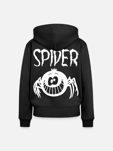 Lustige schwarze Spinne - Frauen Premium Bio Zip Hoodie - Schwarz