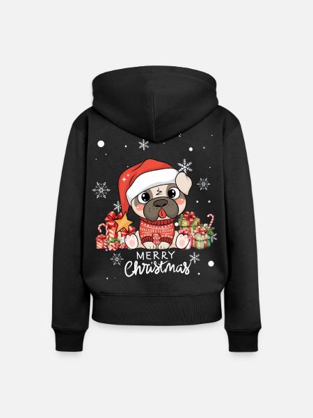 Hunde-Weihnachten - Frauen Premium Bio Zip Hoodie - Schwarz