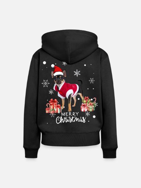 Hunde-Weihnachten - Frauen Premium Bio Zip Hoodie - Schwarz