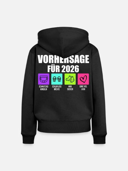 Bald Mama VORHERSAGE 2026 Lustiges - Frauen Premium Bio Zip Hoodie - Schwarz