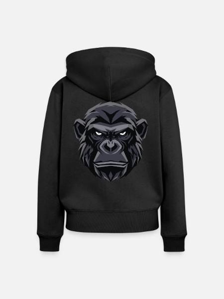 Geometrischer Gorillakopf - Frauen Premium Bio Zip Hoodie - Schwarz
