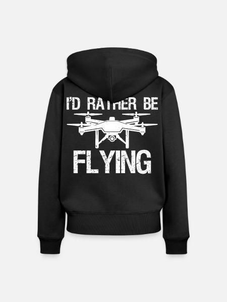 I'd rather be flying - Frauen Premium Bio Zip Hoodie - Schwarz