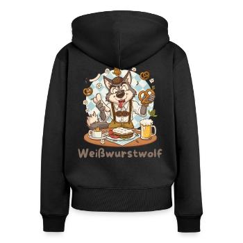 Moulin à saucisses Kochheld Bavarois - Sweat à capuche zippé Premium bio Femme - noir - Dos - Julia (174cm)