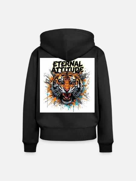 Ewige Tigerpose - Frauen Premium Bio Zip Hoodie - Schwarz