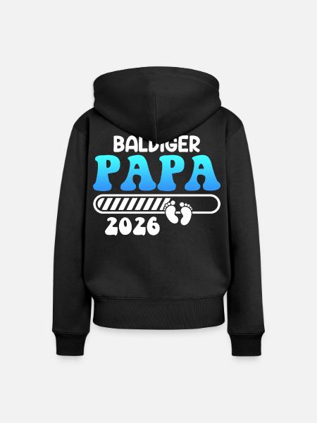 BALD PAPA 2026 Vaterschaft Lustiges - Frauen Premium Bio Zip Hoodie - Schwarz