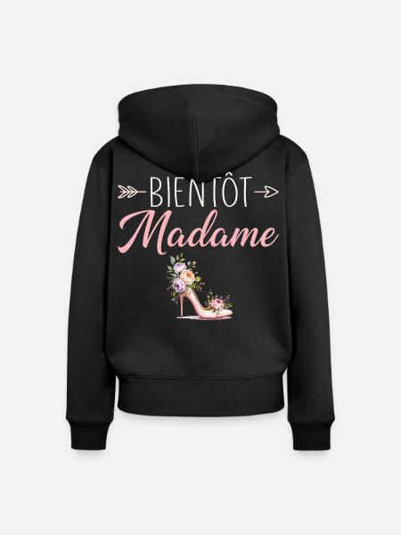 Madame Hochzeit Junggesellenabschied Braut - Frauen Premium Bio Zip Hoodie - Schwarz
