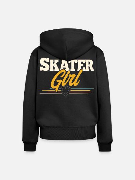 Skater Girl - Frauen Premium Bio Zip Hoodie - Schwarz