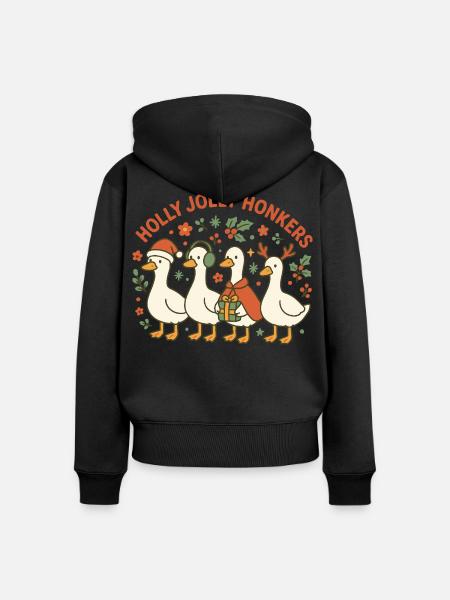 Weihnachtsgans Holly Jolly Honkers Fun Design - Frauen Premium Bio Zip Hoodie - Schwarz