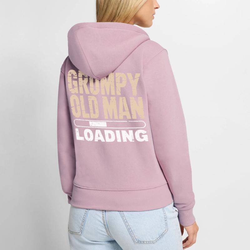 Grumpy Old Man Loading Sweat à capuche zippé Premium bio Femme