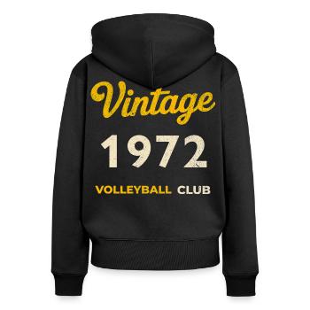 Vintage 1972 – Volleyball Club Rétro Année de naissance - Sweat à capuche zippé Premium bio Femme - noir - Dos - Julia (174cm)